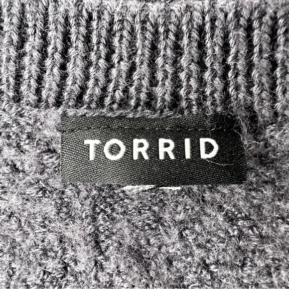 XL TORRID SLATE BLUE GREY SWEATER WOOL BLEND KNIT VNECK SHORT SLEEVE - Picture 10 of 12